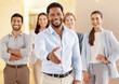 © peopleimages.com - Male leader, team diversity and handshake in office for recruitment, human resources and welcome in lobby. Man, confident and hiring staff for teamwork in portrait, company and new career opportunity