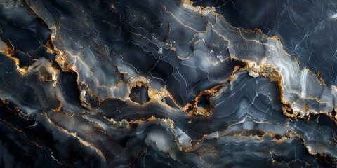 Captivating Marble Masterpiece:A Dramatic Fusion of Black,Gray,and Golden Hues