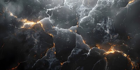 Leinwandbilder - Dramatic Black Marble Texture with Cracked,Fractured Patterns Exuding Raw,Powerful Energy and Intensity