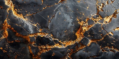 Aufkleber - Captivating Marble Surface with Intricate Golden Veins and Patterns