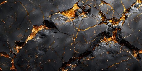 Leinwandbilder - Captivating Marble Textures with Dynamic Golden Veins and Cracks - Dramatic Geological Abstract Background for High-End Designs