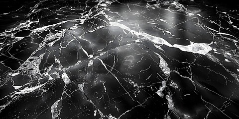 Poster - Captivating Monochrome Marble Texture with Dramatic Fractal Patterns and Shattered Surfaces