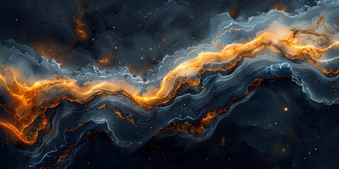 Poster - Fiery Marble Explosion:Dramatic Cosmic Textures Bring Surreal Energy to Abstract Background