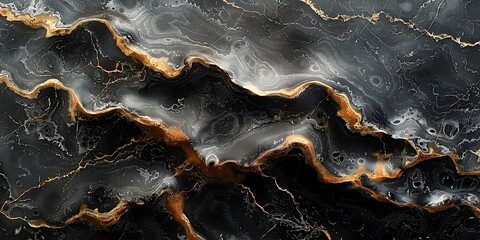 Fototapete - Mesmerizing Swirls of Black Marble with Glimmering Golden Veins,Showcasing the Natural Beauty and Complexity of this Timeless Material