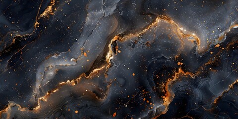 Leinwandbilder - Mesmerizing Monochromatic Marble Backdrop with Golden Veins and Dramatic Cracked Patterns