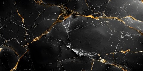 Leinwandbilder - Captivating Marble Texture:Dramatic Black and Gold Accents Create a Luxurious Premium Backdrop
