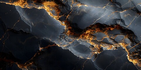 Leinwandbilder - Intricate Marble Textures in Dramatic Black and Gold Tones,A Mesmerizing Abstract Background for Luxury Branding and Design