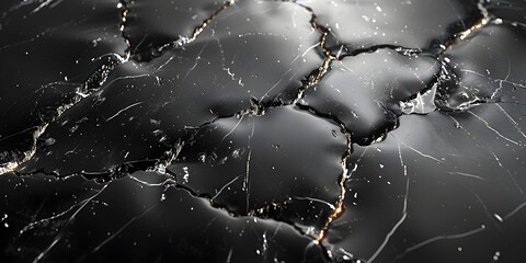 Aufkleber - Captivating Black Marble Texture with Intricate Patterns and Cracks,Showcasing Elegant Minimalist Design for Premium Backgrounds