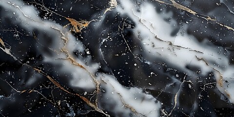 Wall Mural - Sleek and Opulent Black Marble Background with Dramatic Veining and Metallic Accents