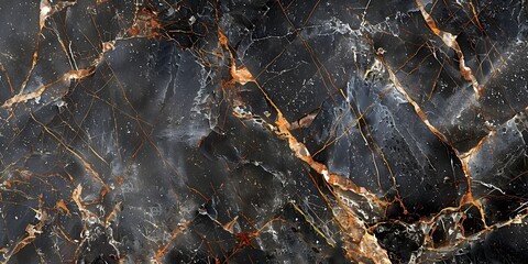 Wall Mural - Black Marble Backdrop with Dramatic Veining and Intricate Texture for Premium Luxury Design and Decor