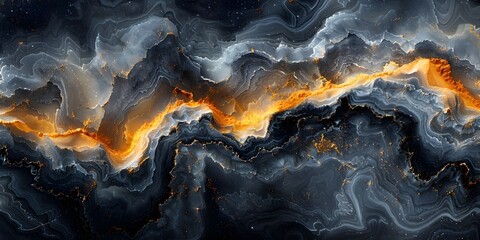 Poster - Fiery Swirling Marble Texture Abstract Background with Dramatic Monochromatic Colors and Fluid Patterns