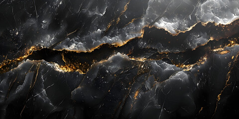 Poster - Stunning Black Marble Texture with Golden Veins and Swirling Patterns for Premium Backgrounds and Designs