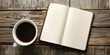 © Julia Ahanova - Lined notebook and coffee cup on an old wooden table