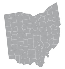 Wall Mural - Map of the US states with districts. Map of the U.S. state of Ohio