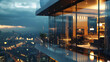 Cinematic Residence with Crystalline Glass Facade Reflecting Cityscape at Night