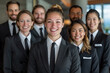 © tonstock - The hotel staff gathered for a cheerful group , showcasing their positive teamwork and dedication to excellent service. AI-generated.