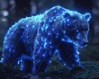 Magical bear illuminated by electric blue lights, stunning 3D elements for a fantasy theme