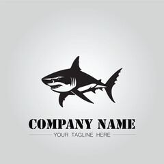 Shark silhouette illustration design for company logo vector image on the white background