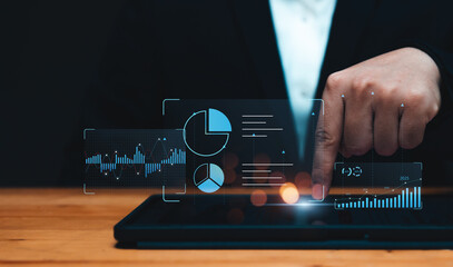 Wall Mural - business analytics tools charts and graphs with statistics to analyze business potential and forecas