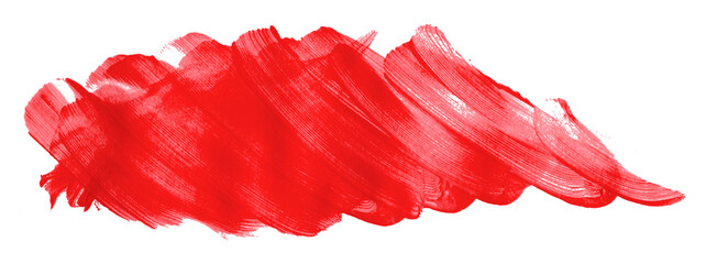 Wall Mural - Shiny red brush watercolor painting isolated on transparent background. watercolor png