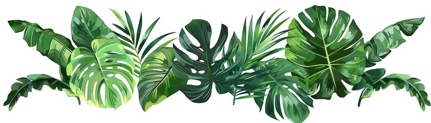 Poster - illustration of tropical leaves on a isolated background