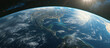 Planet Earth seen from space showing its realistic, 3d illustration.
