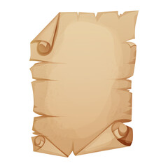 Wall Mural - old parchment paper scrolls, page, aged sheet surface, map, book blank isolated in white backgrund. 