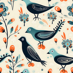 Bird digital art seamless pattern, the design for apply a variety of graphic works