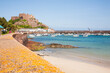 Gorey harbour and the Mont Orgueil Castle in Jersey