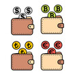 Set of Wallet dollar icon, finance flat symbol, economy deposit cash vector illustration