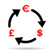 Dollar euro pound money change shadow icon, trade cash information web symbol vector illustration