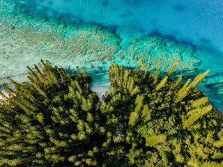 Wall Mural - Aerial view of a tropical island in the Pacific ocean.