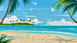 Tropical beach paradise vector illustration