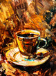 Golden textured coffee cup painting