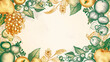 Decorative border with flowers or fruits like grapes for framing pictures or design projects