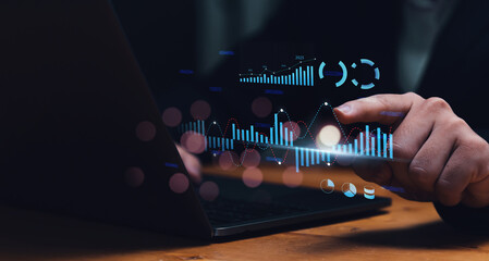 Wall Mural - business analytics tools charts and graphs with statistics to analyze business potential and forecas