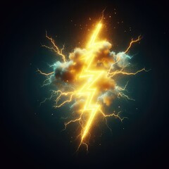 Wall Mural - Yellow thunder and electricity light isolated on a black background 