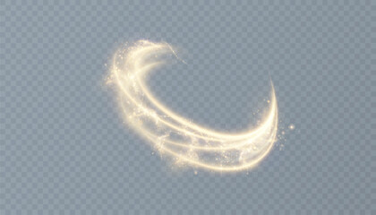 Wall Mural - curve neon line light effect. golden swirl of plasma. element for your design, advertising, cards, i