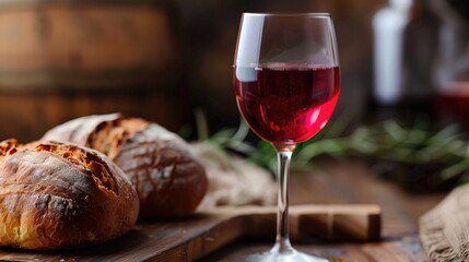 Wall Mural - Delving into the essence of communion where the symbolic representation of Jesus Christ s blood and body through wine and bread intersects with the teachings of the Holy Bible This reflectio
