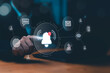 © Have a nice day  - Businessman using smart tablet with Notification bell alert of application from business communication connectivity internet technology concept for digital with email and marketing notifications.