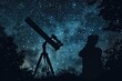 © Fotograf - A man observing stars through a telescope. Suitable for astronomy enthusiasts
