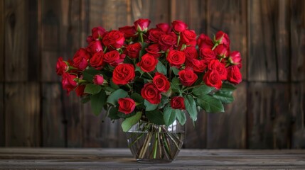 Sticker - A vase filled with a stunning arrangement of vibrant red roses