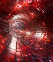 Wall Mural - Red and white glowing tunnel