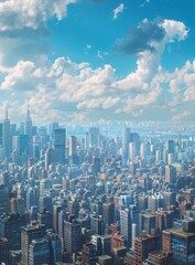 Canvas Print - New York Cityscape with Clouds