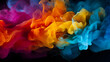 Abstract colourful fluid smoke powder.