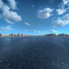 Wall Mural - Wide road with apartment buildings on both sides