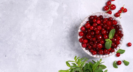 Wall Mural - ripe organic red currant berry in a bowl