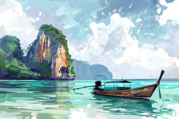 Hand drawn thailand travel illustration