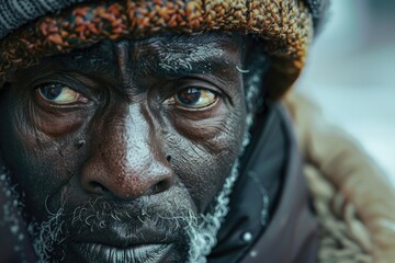 Canvas Print - Close-up photo of a person wearing a hat. Suitable for fashion or outdoor activities