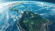 Earth seen from space with focus on the Pacific Ocean. Suitable for educational materials or environmental presentations